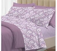 Riad Arredo Set Completo Letto Matrimoniale Standard 100% Cotone Percalle Italiano - Set Lenzuola Morbido Delicato Made in Italy - Indie Rosa