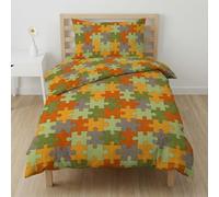 Riad Arredo Set Copripiumino 100% Cotone Morbido Mano Delicata - Parure Sacco Piumino con Federe Made in Italy (Puzzle Yellow,Singolo 150x250 cm + 1 Federa 52x82)