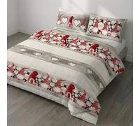 Riad Arredo Set Copripiumino in 100% Cotone Morbido - Parure Letto con Sacco Piumino con Federe - Artigianale Made in Italy (Gnomi Rosso, Matrimoniale 250x240 cm + 2 federe 52x82)
