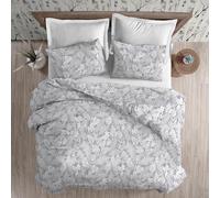 Riad Arredo Set Copripiumino in Pregiata Flanella 100% Cotone Morbido Trattamento Antipalline - Parure Sacco Piumino con Federe Made in Italy (Manaus Grigio, Piazza e Mezzo 200x245 + 1 federa 52x82)
