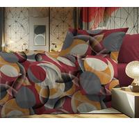 Riad Arredo Set Copripiumino Morbido 100% Puro Cotone Italiano - Parure Sacco Piumino con Federe Made in Italy (Kandinsky Fire, Singolo 150x240 + 1 federa 52x82)