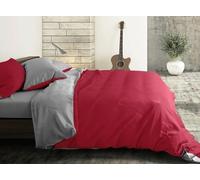 Riad Arredo Set Copripiumino Morbido 100% Puro Cotone Italiano Tinta Unita - Parure Double Face Sacco Piumino con Federe Made in Italy (Bordeaux - Grigio, Piazza e Mezzo 200x240 + 1 federa 52x82)