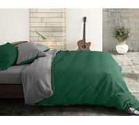 Riad Arredo Set Copripiumino Morbido 100% Puro Cotone Italiano Tinta Unita - Parure Double Face Sacco Piumino con Federe Made in Italy (Bosco - Grigio, Piazza e Mezzo 200x240 + 1 federa 52x82)
