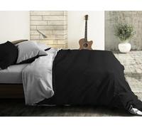 Riad Arredo Set Copripiumino Morbido 100% Puro Cotone Italiano Tinta Unita - Parure Double Face Sacco Piumino con Federe Made in Italy (Nero - Grigio, Matrimoniale 250x240 + 2 federe 52x82)