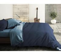 Riad Arredo Set Copripiumino Morbido 100% Puro Cotone Italiano Tinta Unita - Parure Double Face Sacco Piumino con Federe Made in Italy (Blu Navy - Avio, Matrimoniale 250x240 + 2 federe 52x82)