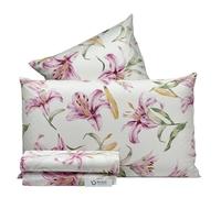 Riad Arredo Set Lenzuola Letto Matrimoniale 100% Cotone Percalle - Completo Letto Lenzuola Sotto con Elastico Perimetrale | Lenzuola da Sopra | 2 federe (Lily Rosa)