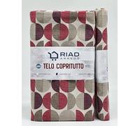 Riad Arredo Telo Arredo Copridivano Copritutto Moderno - Granfoulard Arredo Copriletto in Cotone Varie Fantasie - Tela Robusta Resistente Made in Italy (Tokyo Bordeaux, 2 Piazze - 250x280 cm)