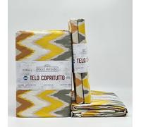 Riad Arredo Telo Arredo Copridivano Copritutto Moderno - Granfoulard Arredo Copriletto in Cotone Varie Fantasie - Tela Robusta Resistente Made in Italy (Lines Yellow, 1 Piazza - 170x280 cm)