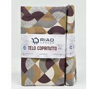 Riad Arredo Telo Arredo Copridivano Copritutto Moderno - Granfoulard Arredo Copriletto in Cotone Varie Fantasie - Tela Robusta Resistente Made in Italy (Copenaghen Tortora, 1 Piazza - 170x280 cm)