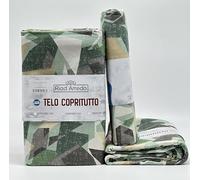 Riad Arredo Telo Arredo Copridivano Copritutto Moderno - Granfoulard Arredo Copriletto in Cotone Varie Fantasie - Tela Robusta Resistente Made in Italy (Picasso Verde, 2 Piazze - 250x280 cm)
