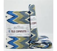 Riad Arredo Telo Arredo Copridivano Copritutto Moderno - Granfoulard Arredo Copriletto in Cotone Varie Fantasie - Tela Robusta Resistente Made in Italy (Lines Blu, 1 Piazza - 170x280 cm)