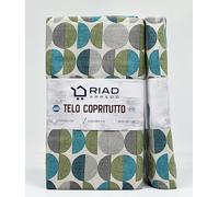 Riad Arredo Telo Arredo Copridivano Copritutto Moderno - Granfoulard Arredo Copriletto in Cotone Varie Fantasie - Tela Robusta Resistente Made in Italy (Tokyo Petrolio, 2 Piazze - 250x280 cm)