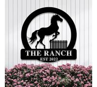 Riaeelvs Personalizzato Horse Ranch Metal Wall Art,Personalizzato Horse Farm Metal Name Signs