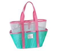 Riaisttd Beach Bag Tote, Ampia Mesh Bag, Women's Shoulder Pack, Reusable Lightweight Design, Spacious Storage Capacity, 11,22 x 7,2 x 19,09 Inches, for Resort, Lake, Vacation, Boat, Picnic, Pink Carry