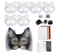 Riaisttd Blank Cat Maschera Making Kit, Arts and Crafts Set, 18 pezzi Creative Cosplay Props, Funny Animal Costume Accessory, 350 g per mascherare e feste eventi
