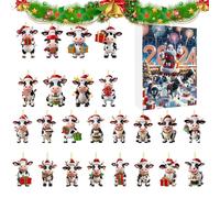 Riaisttd Calendario 'avvento con decorazione natalizia, 24 giorni, a forma di, calendario 'Avvento per Natale, ciondoli 2D in acrilico per insegnanti, membri della comunità, familiari