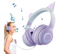 Riaisttd Cuffie auricolari auricolari con RGB pieghevoli, cuffie stereo over-ear con microfono e controllo volume, cuffie morbide e funzionali per ragazze, grandi per musica
