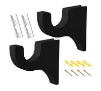 Riaisttd Drape Rod Hooks, 2 Pieces Wood Window Hardware Mount, Drapes Rod Holder, with Stable Support Bracket and Design, for Ceiling Wall Shower Closet Bathroom
