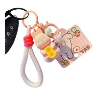Riaisttd Flocking Cartoon Bunny Charm, Cute Keychain Pendant, Bag Accessories Keychain, Mobile Phone Keychain, Backpack Charm, Keychain 4.53x1.38x1.1 Inches for Mobile Phones, Handbags, Backpacks
