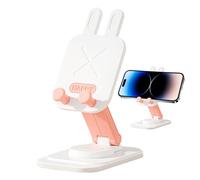 Riaisttd Foldable Rabbit Phone Stand, 360° Rotating Cute Cradle Dock, Adjustable Cell Phone Holder, 11 x 7 x 2,9 cm Desk, Bedside, Travel, Home Use for Women and Men Entertainment Sets