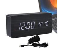 Riaisttd Modern LED Digital Clock, Wooden Alarm Clock with Adjustable Brightness for Bedroom Use, Perfect for Nightstands and Enhancing Bedroom Decor Easy Time Reading
