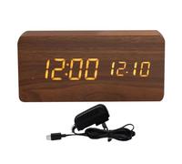 Riaisttd Modern LED Digital Clock, Wooden Alarm Clock with Adjustable Brightness for Bedroom Use, Perfect for Nightstands and Enhancing Bedroom Decor Easy Time Reading