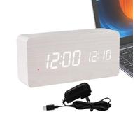 Riaisttd Modern LED Digital Clock, Wooden Alarm Clock with Adjustable Brightness for Bedroom Use, Perfect for Nightstands and Enhancing Bedroom Decor Easy Time Reading
