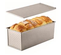 Riaisttd Nonstick Bread Pan, Corrugated Steel Bakeware, 12.60x4.72x4.33in Loaf Baking Pan with Lid Cover, Carbon Steel Heat Distribution Tray, Classic Kitchen Style Design, Home Bakery Use