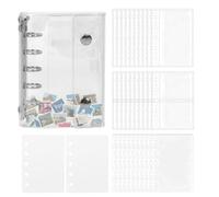 Riaisttd Raccoglitore Organizzatore Per Adesivi Con Anelli - Tasche Trasparenti Per Album Da Raccolta - Archivio Per Adesivi Con A Doppia Chiusura | Per Planner, Scrapbook, Diario, Esposizione Di
