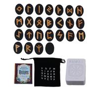 Riaisttd Set di 25 pietre mistiche in legno con manuale e custodia, strumenti per divinazione, meditazione, guida spirituale, kit portatile per principianti ed esperti