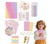 Riaisttd Set di diari per bambini, kit di artigianato artistico per ragazze, diario per ragazze, quaderni per scrivere, elegante libro creativo per la casa, uso scolastico 4 anni in su