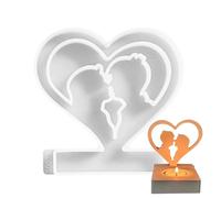 Riaisttd Stampo per candelabro a forma di coppia, centrotavola da tavolo, vassoio per candele votive, in resina epossidica a forma di cuore, per creare un bacio, per lavori artistici fai da te, resina
