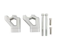 Rialzi per manubrio in alluminio color argento, compatibili con modelli Triumph Tiger 900 e 850 per un maggiore comfort di guida e un migliore controllo sui tour a lunga distanza