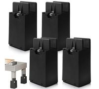 Rialzo per mobili, 4 pezzi, piedini per mobili da 10 cm, con morsetto a vite, regolabile per 10 - 37 mm di larghezza, gamba quadrata, letto, divano, scrivania, armadio, tavolo, rialzo per mobili