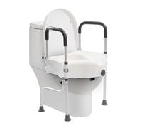 Rialzo per sedile WC con braccioli, supporto per il sollevamento del WC, 15-23 cm, regolabile fino a 150 kg, antiscivolo per anziani, disabili, donne incinte