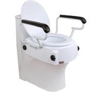 Rialzo per sedile WC regolabile con maniglia di sollevamento, 3 livelli di altezza, braccioli imbottiti, ideale per disabili e anziani