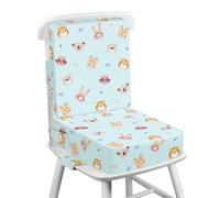 Rialzo Sedia Bambini 2 Pezzi, Disegni Animati Cuscino Rialzo sedia per Bambini da tavolo Lavabili con 3 Cinghie Regolabili, 36 x 32 x 10cm - Animali della Giungla (Azzurro)