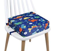 Rialzo Sedia Bambini Cuscino da Tavolo, Alzasedia Canvas Lavabile da Cartone Animato con 2 Cinghie di Sicurezza a Fibbia Bambini Cuscino da Viaggio Portatile (dinosauro blu)