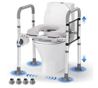 Rialzo WC per Anziani, Alzata per WC con Altezza e Larghezza Regolabili, Alza Water x Anziani con Braccioli per Anziani, Adatto a Qualsiasi WC, Seduta Imbottita e Telaio in Alluminio, Portata 150 kg