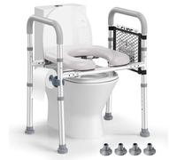 Rialzo WC per Anziani, Alzata per WC con Altezza e Larghezza Regolabili, Alza Water x Anziani con Braccioli per Anziani, Adatto a Qualsiasi WC, Seduta Imbottita e Telaio in Alluminio, Portata 150 kg