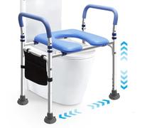 Rialzo WC per Anziani, Telaio Di Supporto Per WC, Rialzo Per Sedile Wc Rialzo Per WC, Sedia WC per Anziani Disabili, Sedile WC Rialzato Regolabile con Maniglie, Braccioli per WC, Fino a 150 kg (Blu)