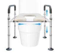 Rialzo WC per Anziani, Telaio Di Supporto Per WC, Rialzo Per Sedile Wc Rialzo Per WC, Sedia WC per Anziani Disabili, Sedile WC Rialzato Regolabile con Maniglie, Braccioli per WC, Fino a 180 kg