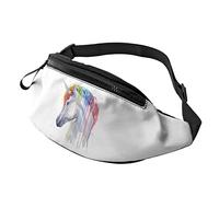 Rianbow Hair Unicorn Watercolor Animal borsello da cintura Sport Casual borsello da cintura per donna Uomo alla moda