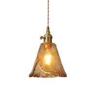 Riankh Lampada a sospensione in vetro caramello fatto a mano irregolare, Lampadario da soffitto industriale retrò con presa E27 e interruttore ON/OFF (C) (Size : B)