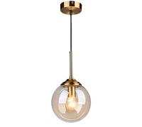 Riankh Mini Globe Glass Pendant Light Clear Suspension Lamp for Kitchen Island Wrought Iron Anti-Rust Pendant Light Gold Bar Counter Hanging Lamp for Living Room Restaurant Cafe (Color : Amber)