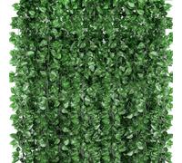RIASEVI 360 piedi 48 pezzo falsa corona verde appesa, piante di foglia di edera, foglie di vite, petali falsi, decorazione della parete del giardino della camera da letto