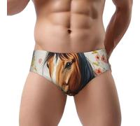 Riassunti traspiranti della stampa della biancheria intima del bikini del triangolo degli uomini della stampa dell'orso sveglio, Cavallo e Fiori 17, 3XL