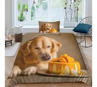 RIAVBAODG Lovely Golden Retriever Set Di Biancheria Da Letto Con Stampa Di 3D Dog,Copripiumino Microfibra Chiusura A Cerniera Per Ragazzi,adolescenti,bambini E Adulti Single（135x200cm）