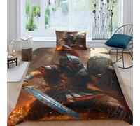RIAVBAODG Set Di Biancheria Da Letto Con Stampa Di Greek Warrior Sparta 3D Gladiator,Copripiumino Microfibra Chiusura A Cerniera Per Ragazzi, Adolescenti, Bambini E Adulti Single（135x200cm）