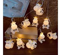 Riaxuebiy Camera dei Bambini Animali Mucca Luci Stringa 10LEDs Natalizie Luci Decorative Luce Leggiadramente Bambini Luci Notturne per Scuola Giardino Kid Room Pasqua (1.65m/10led, Mucca bianco)